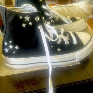 Converse Shoes | Converse Chuck Taylor All Star High Stars Black Silver 9